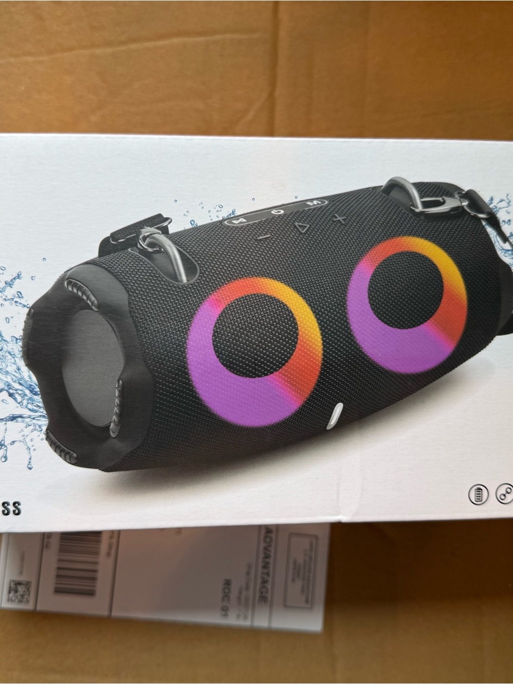 Portable Wireless Bluetooth Speaker with RGB Light Rings - Black